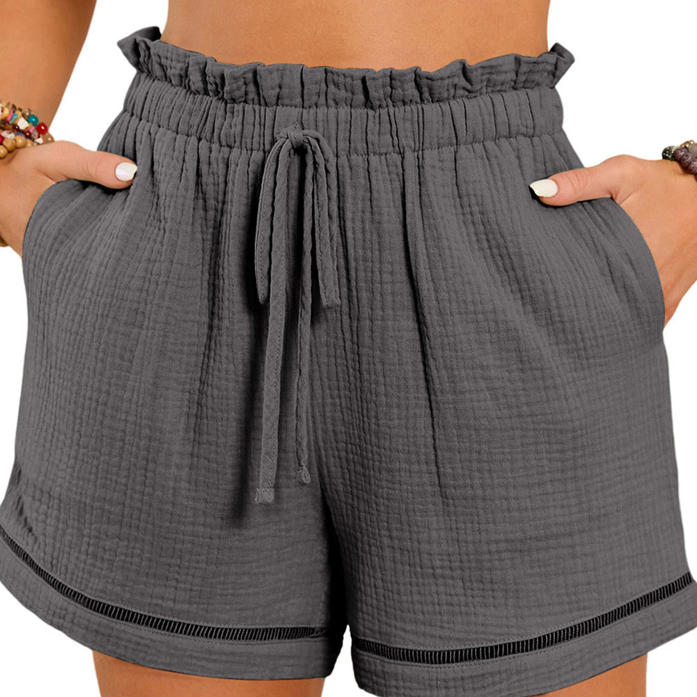 Sail Blue Cotton Gauze Paperbag Shorts