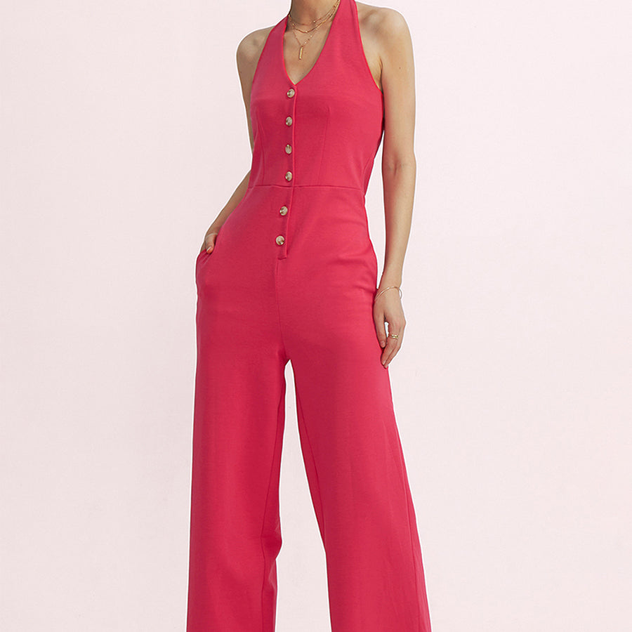 Cherfly V-Neck Halter Jumpsuits