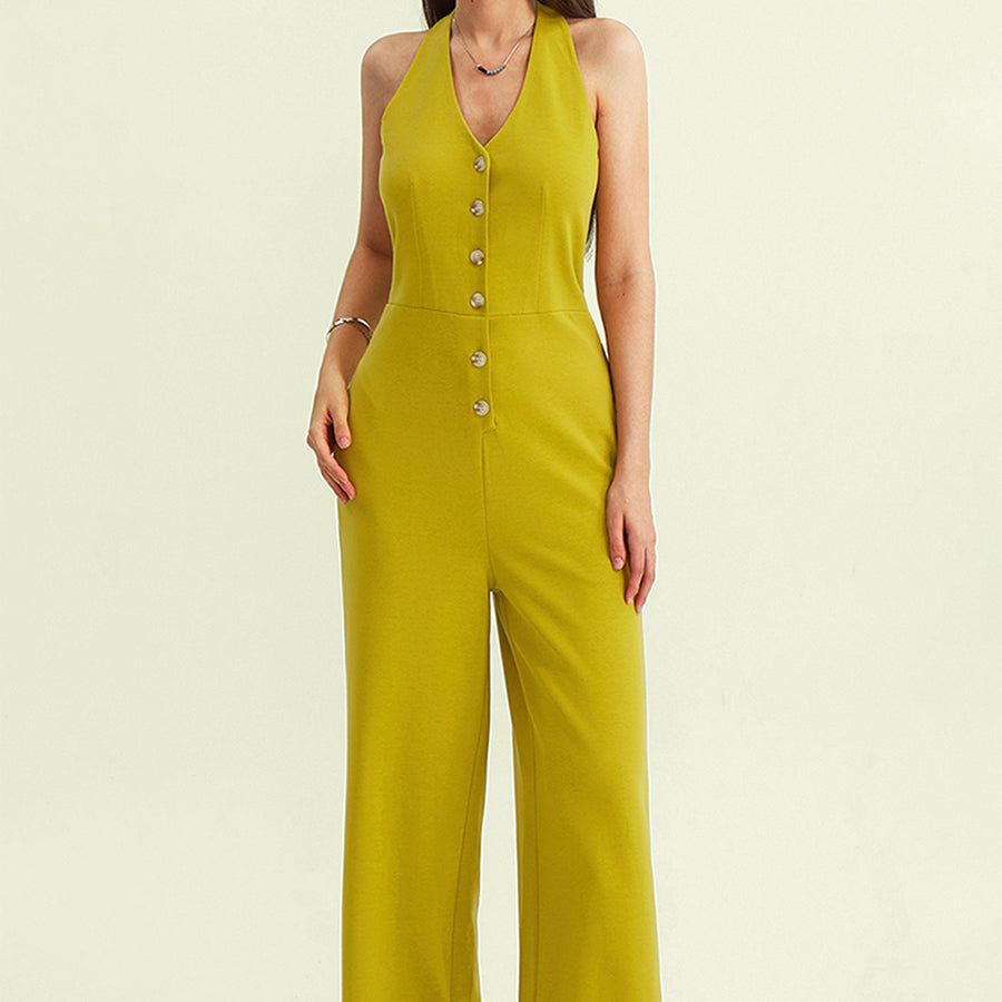 Cherfly V-Neck Halter Jumpsuits
