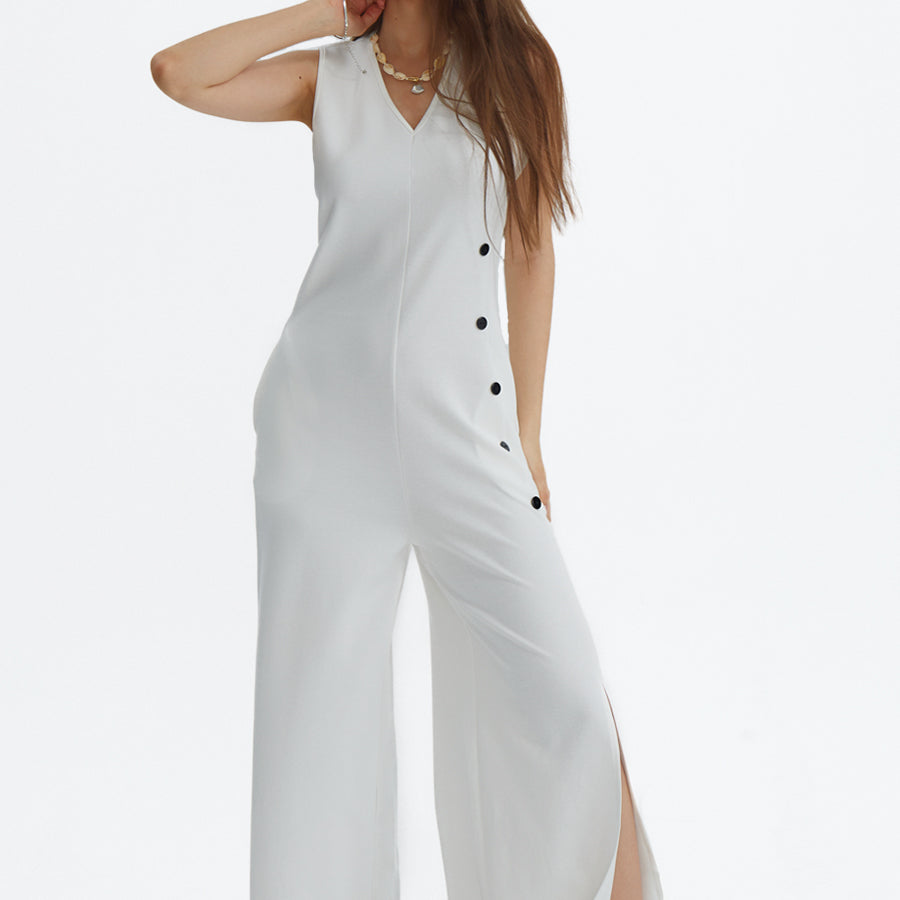 Cherfly V-Neck Elegant Jumpsuits