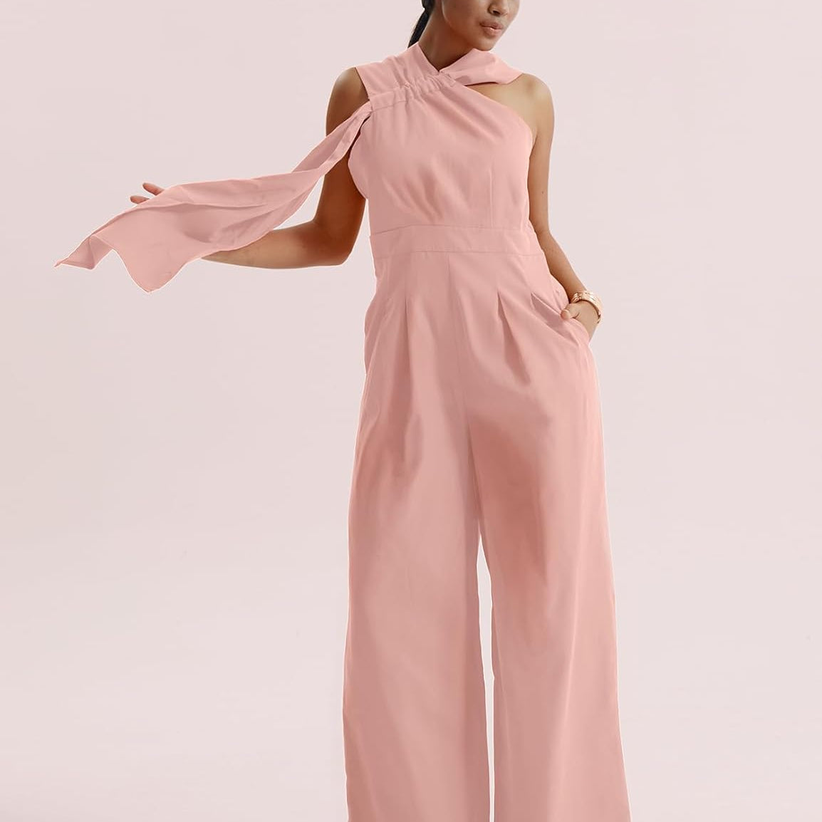 CHERFLY Jumpsuits for Women 2024 Casual Summer Sleeveless Loose Overalls with Drape Wide Leg Pants with Pockets Outfits