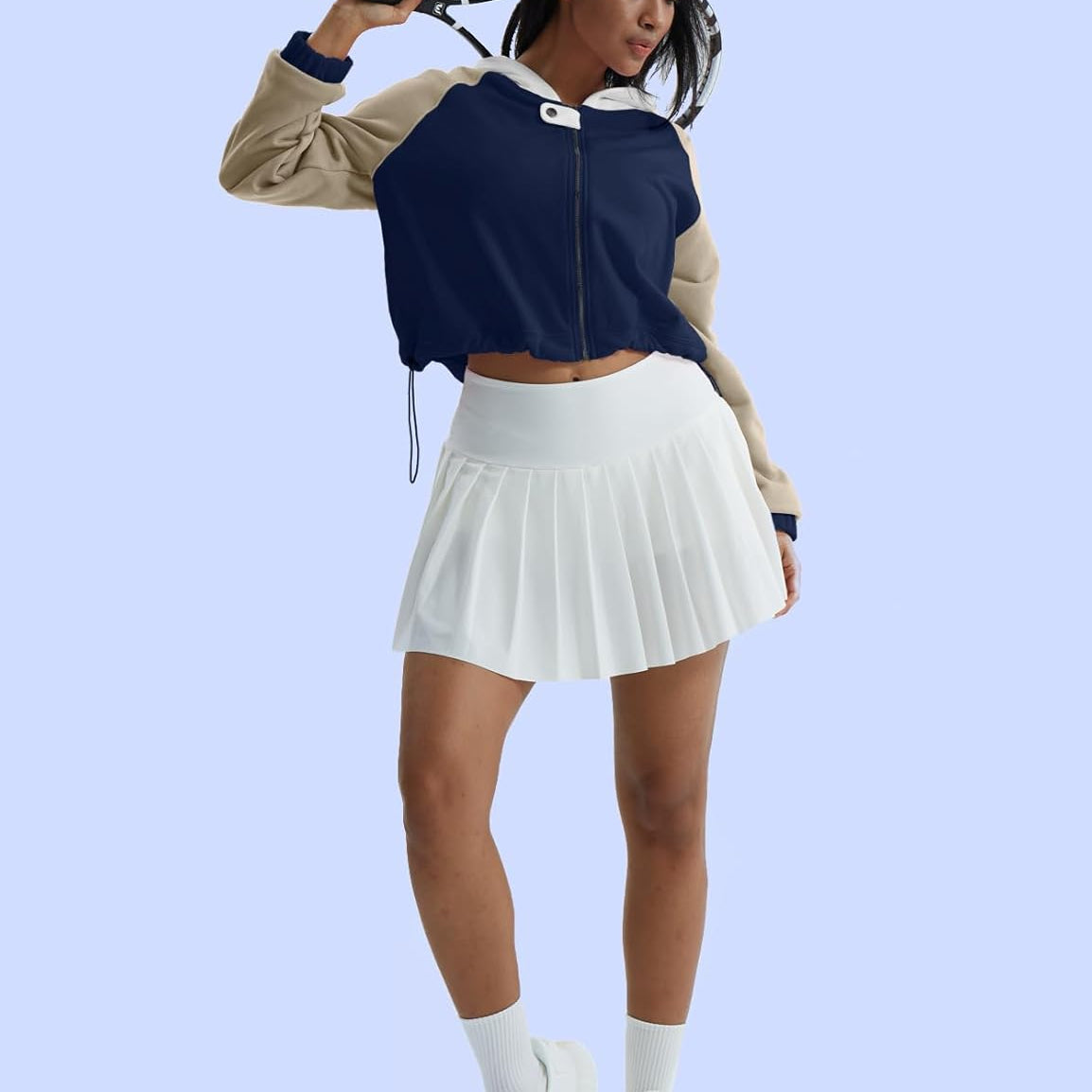 CHERFLY Womens Full Zip Hoodies Fall Sweatshirt Cropped Long Sleeve Loose Outfits Casual Fashion Spring Jacket 2024