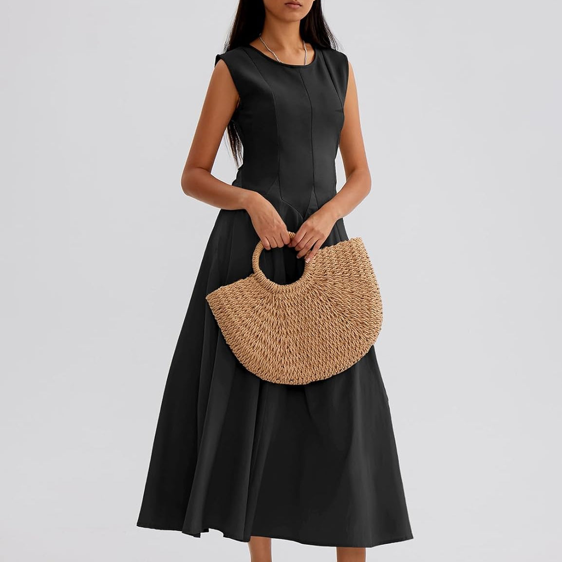 CHERFLY Women's Maxi Summer Dresses Round Neck Sleeveless Drop-Waist Dresses Casual A-line Swing Sundresses 2025