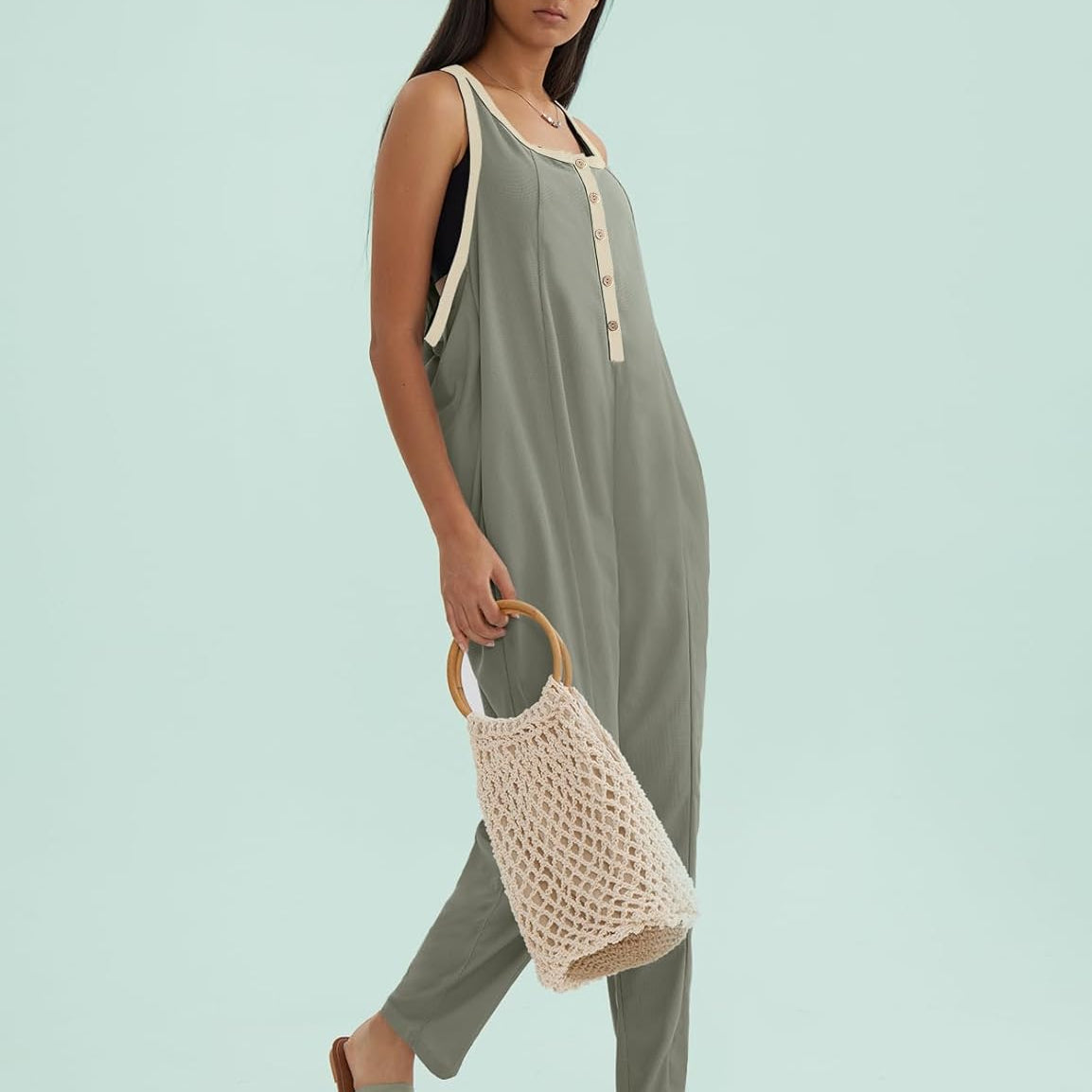 CHERFLY Jumpsuits for Women Summer Casual Baggy Overalls Button Up Outfits 2025