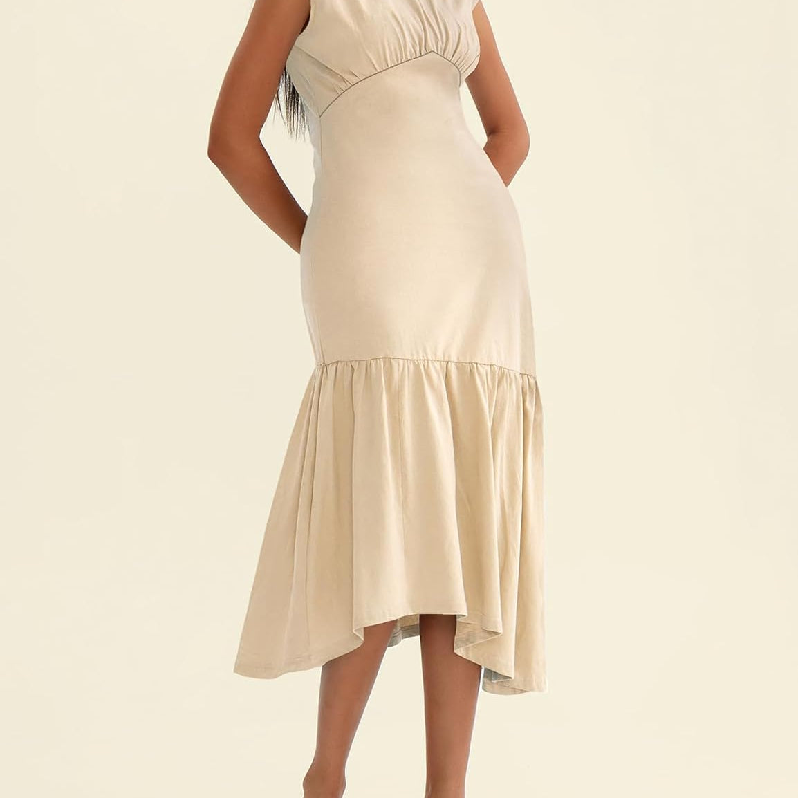 CHERFLY Dresses for Women 2025 Summer Sleeveless Midi Dress Casual AsymmetricHem Maxi Dress