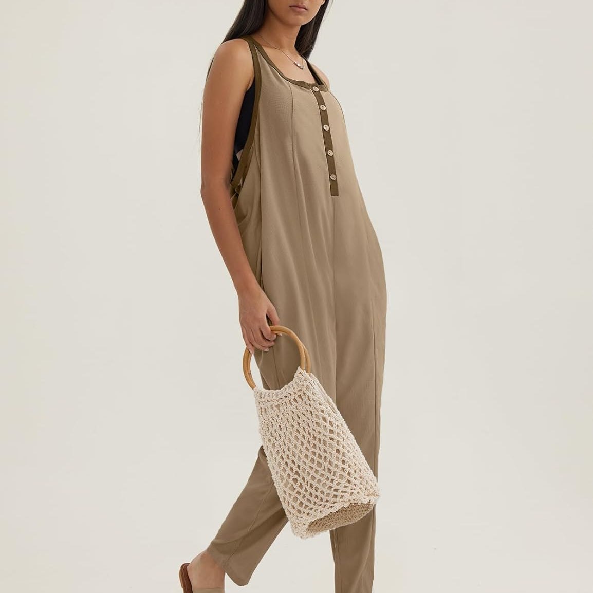 CHERFLY Jumpsuits for Women Summer Casual Baggy Overalls Button Up Outfits 2025