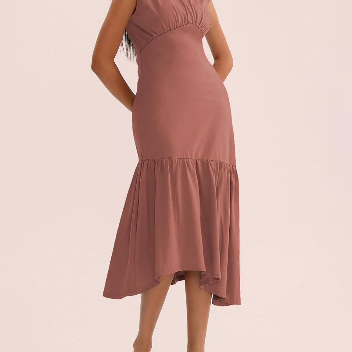 CHERFLY Dresses for Women 2025 Summer Sleeveless Midi Dress Casual AsymmetricHem Maxi Dress