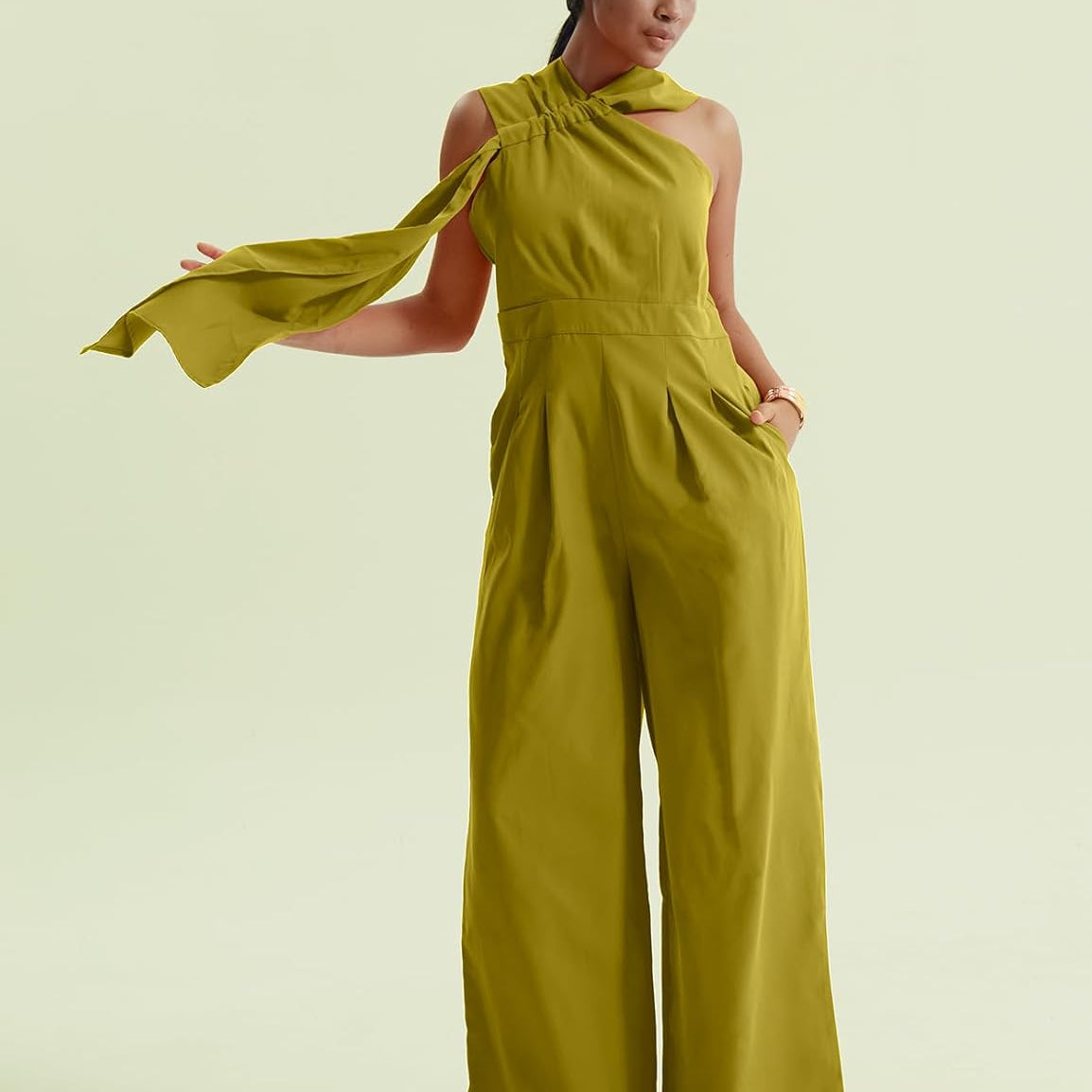 CHERFLY Jumpsuits for Women 2024 Casual Summer Sleeveless Loose Overalls with Drape Wide Leg Pants with Pockets Outfits