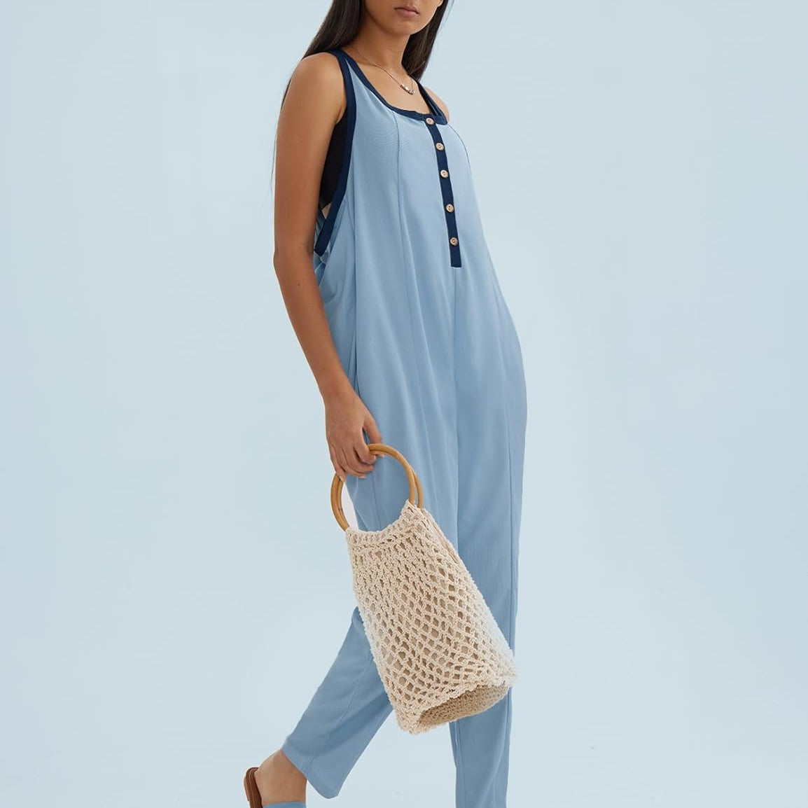CHERFLY Jumpsuits for Women Summer Casual Baggy Overalls Button Up Outfits 2025
