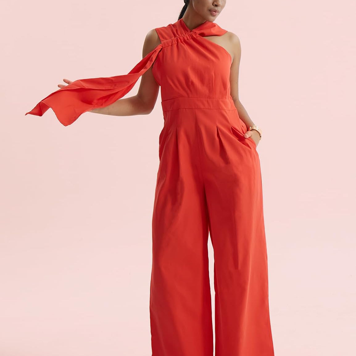 CHERFLY Jumpsuits for Women 2024 Casual Summer Sleeveless Loose Overalls with Drape Wide Leg Pants with Pockets Outfits