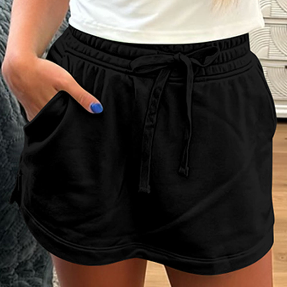 Light Grey French Terry Drawstring Mini Skort with Pockets