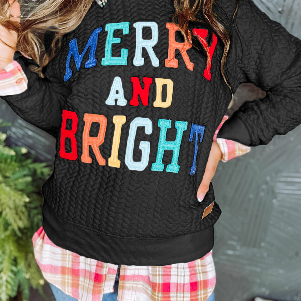 Blackish Green Merry And Bright Cable Knit Pullover Sweatshirt