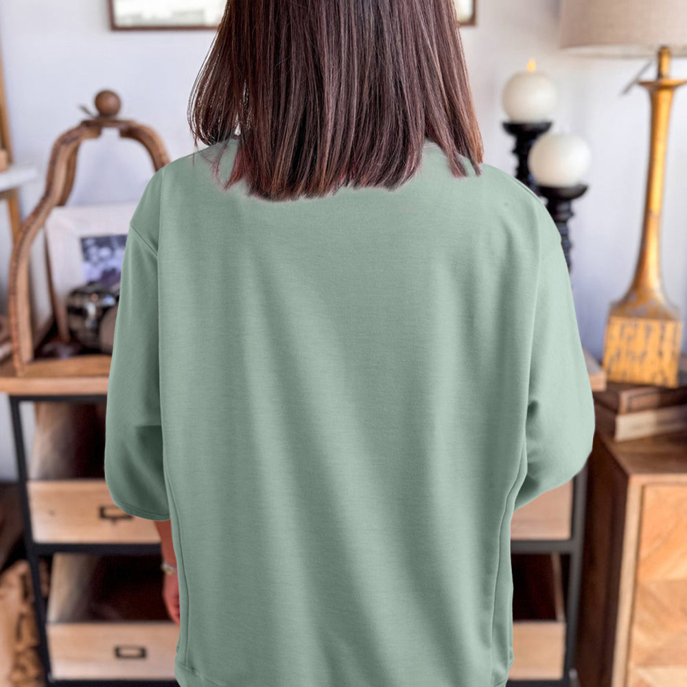 Clearly Aqua Floral Patched Half Sleeve Tunic Top