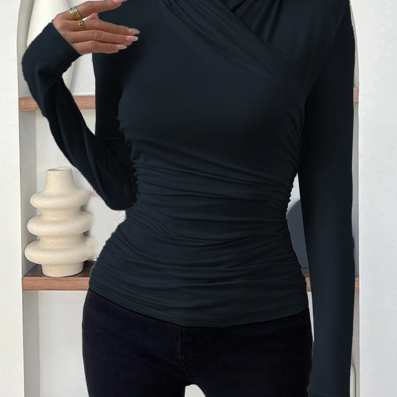 T-Shirt T-Shirts Women Pullover Regular None None Long Sleeve Spring Solid V-Neck Sexy Polyester